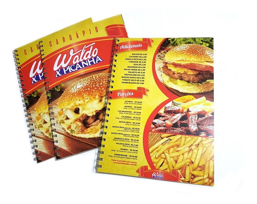 5x Cardápio Personalizado 29x42cm 9x Páginas Pvc 0,3mm