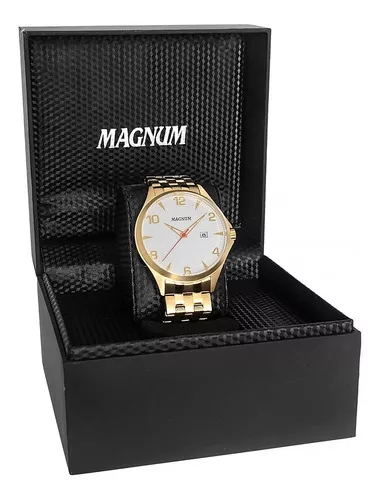 Relógio MAGNUM masculino multifunção dourado MA32336H - aconfianca