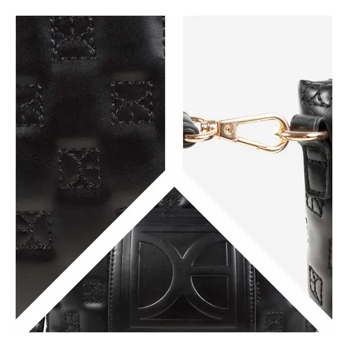 Bolsa Crossbody Cloe Para Mujer Diseño Bordado Con Asa Color Negro