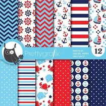 Comprar Kit Imprimible  Papel Marinero 1- 12 Fondos Ver Promo