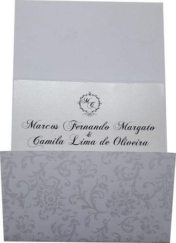 Imagem 3 de 5 de Convite De Casamento Gd Com Fita E Floral 20x20 Cm. 25 Und.