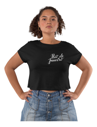 Camiseta Baby Look Rio De Janeiro Cidade Feminina Preto