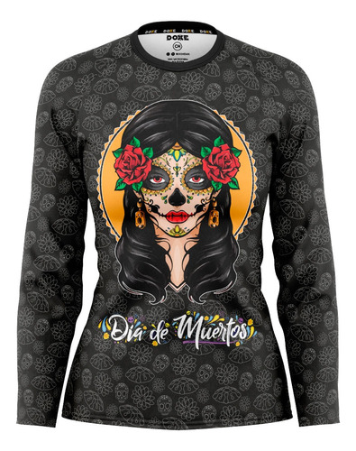 Doxe Jersey Playera Dama Catrina Con Rosas Círculo Ama C0002