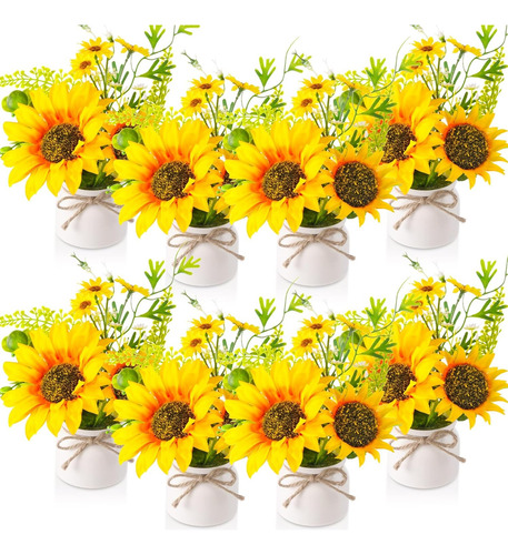 Zeyune 8 Pcs Plantas De Girasol Artificiales En Maceta Giras