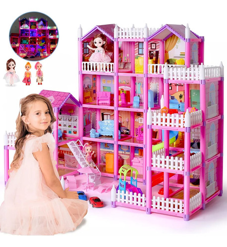 Casa De Muñecas Led Con Muebles Castillo De Princesa 379pcs