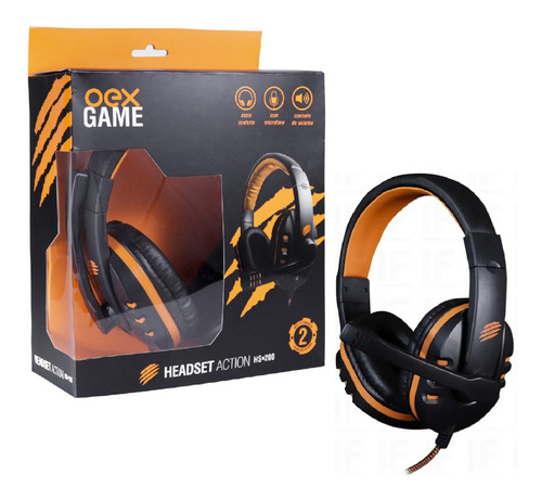 Headset Gamer Action Hs200 Oex Conexão P2/p2 Multiplataforma