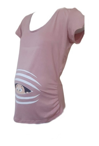 Polera Maternal Estampada Color Palo Rosa