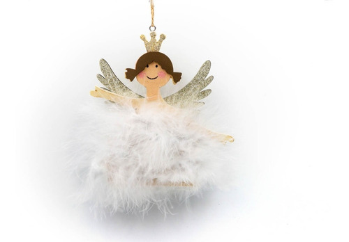 Angel Navideño Adorno Navidad Hada Madera 15x15cm Deco