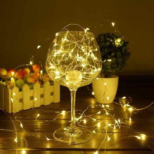 2 X Guirnaldas Luces Micro Led Hadas 10 Mtrs Pilas Navidad