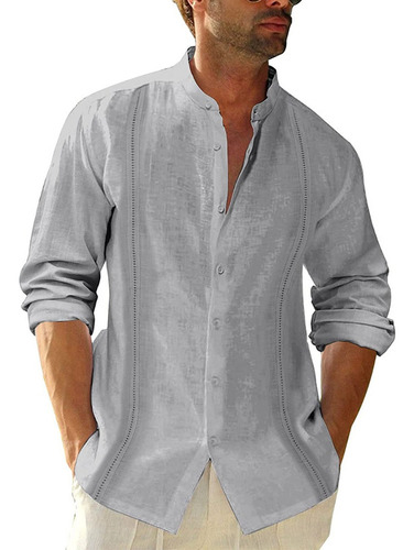 Camisa Holgada Casual De Lino Con Botones De Manga Larga Par