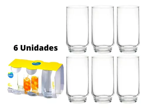 Jogo de Copos Nadir 300ml Lights Long Drink com 6 Unidades Vidro