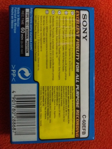 Cassette Sony Efb 60 - 60 Minutos Nuevo Sellado - 20 Soles