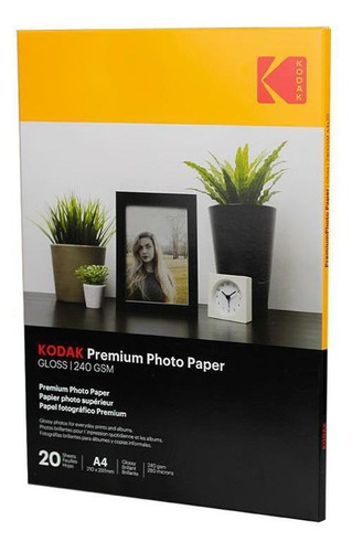 Papel Fotográfico A4 Premium Kodak 240g Gloss 20 Folhas