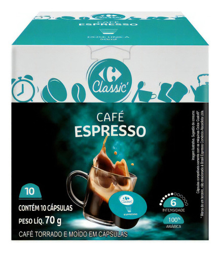 Café Em Cápsula Espresso Carrefour Classic 10uni 70g Cada