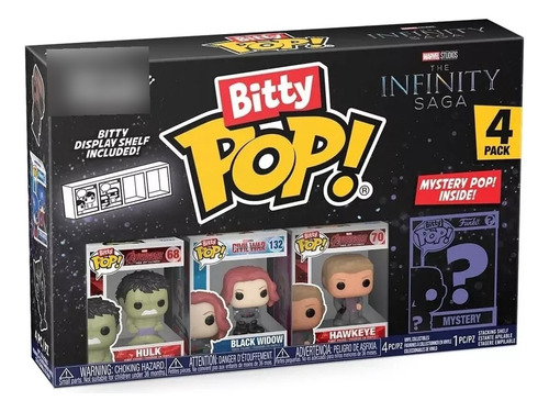 Funko Bitty Pack X4 Marvel Hulk Black Widow Hawkeye Mystery