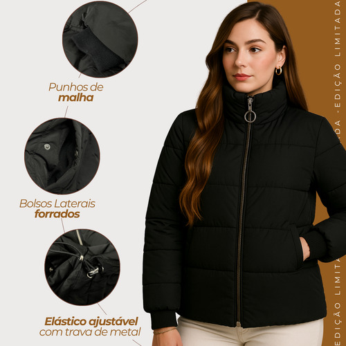 Jaqueta Feminina Puffer Bobojaco Exclusiva Impermeável Luxo