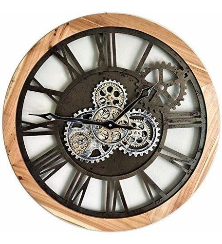 The     Moving Gear Wall Clock Vintage Industrial Overs...