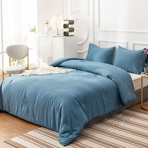 Juego De Colcha Comforter Cottonight Lake Blue Queen Azul