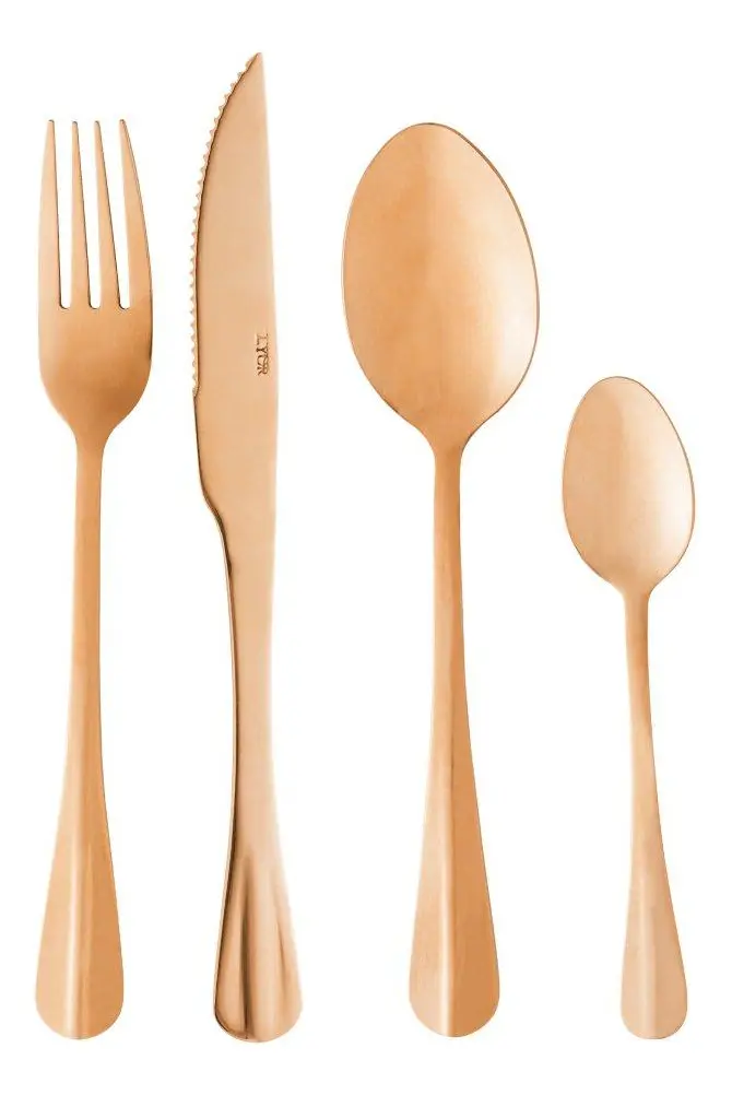 Faqueiro 24 Peças De Aço Inox Positano Rosé - Lyor