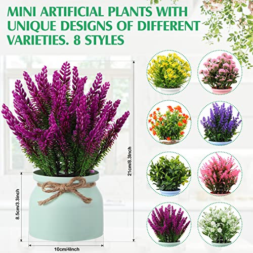 Cindeer 8 Piezas De Flores Artificiales En Maceta Plantas F
