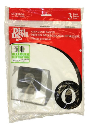 Filtro Antialérgeno Dirt Devil, Bolsas Tipo O, Paquete De 3