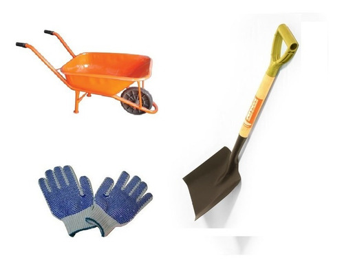 Carretilla Estampada 75 Lts + Pala + Guantes
