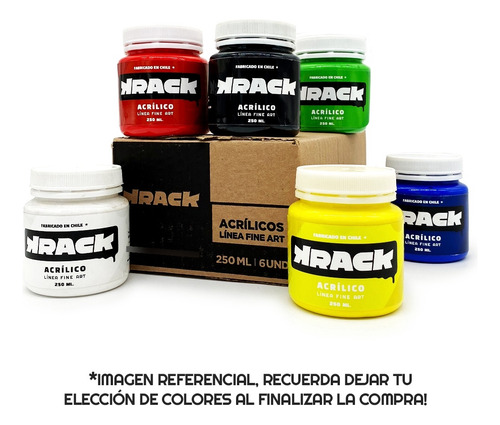 Pack Acrílicos Krack Colores A Elección 250ml 6 Uni