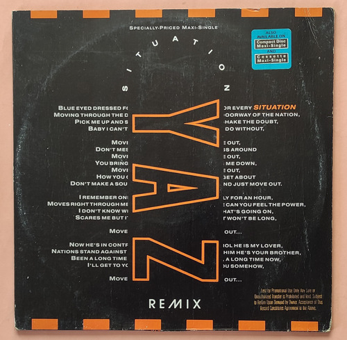 Vinilo12 - Yazoo, Situation (remix) - Mundop