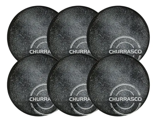 Jogo Jantar 6 Pratos Rasos Tramontina Churrasco ​Carbon 25cm