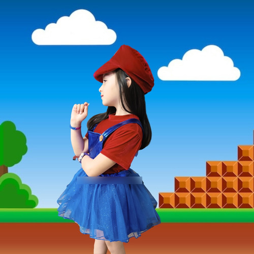 Imagen 4 de 4 de Disfraz Luigi O Mario Niña Disfraces Mario Bros Traje Niñas