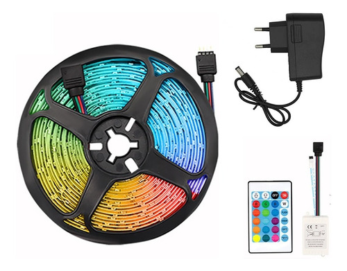 5 Metros Fita Led 3528 Rgb Rolo 300 Led Ip65 Controle Fonte Tensão de operação 12V 110V/220V