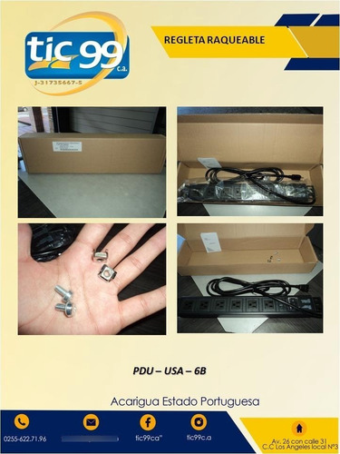 Imagen 7 de 8 de Regleta Raqueable Rackeable 110va Pdu-usa-6b