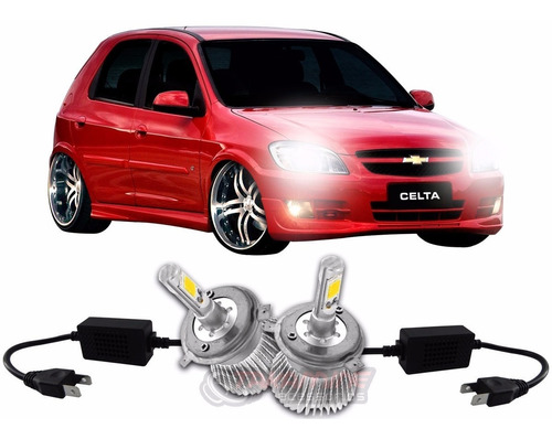 Kit Xenon Super Led Celta 2000 / 2005 Farol Milha H3 6000k