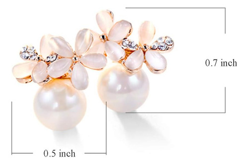 Arete De Perlas De Imitación De Color Rosa Suave Con Diseño