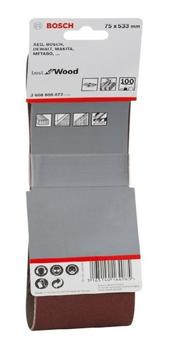 Imagen 1 de 6 de Set 3 Lija De Banda 75x533 Grano 100 Bosch Lijadora Banda