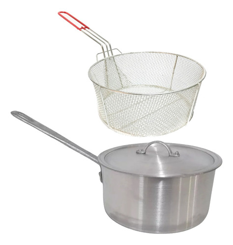 Cacerola De Aluminio 26 Cm Gastronomica 7 Litros Con Canasto