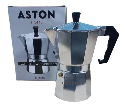 Cafetera Aston Italiana 6 Pocillos Aluminio Café Expresso 