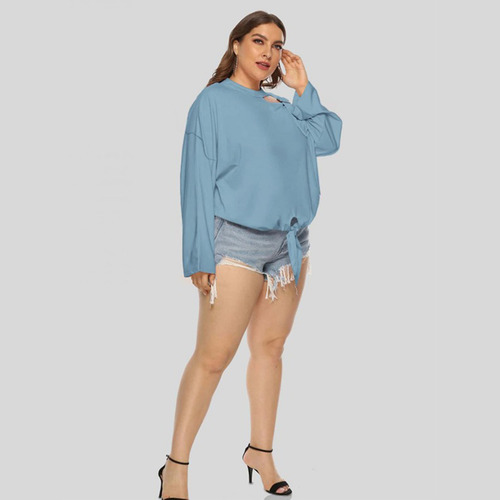 Blusas Femininas P Clássicas Plus Size, Cor Sólida, Mangas C