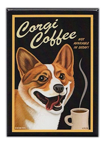 Imán Para Nevera : Corgi |retro Perros  Café | Clásico