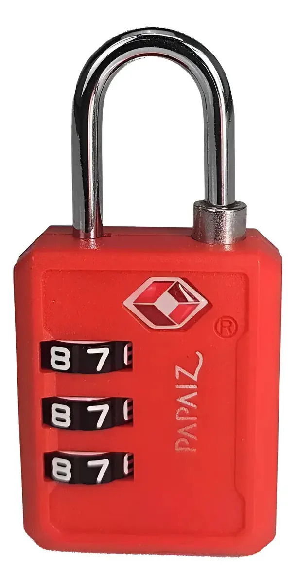 Cadeado Tsa Zamac 30pl Com Segredo Numérico 3 Dígitos Papaiz Vermelho