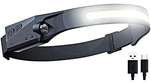 Linterna Minero Led Recargable Usb Vincha Sensor 2 Luces