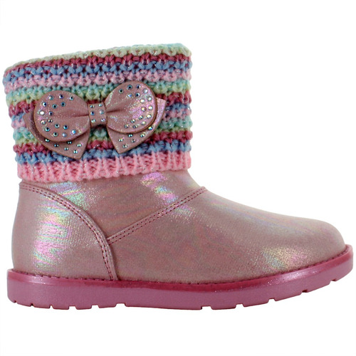 Tropicana Bota Casual Invierno Brillos Moño Rosa Niña 82692