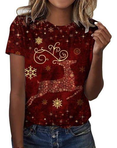 Camisa Mujer Navidad Camiseta Para Divertido Grafico Casual