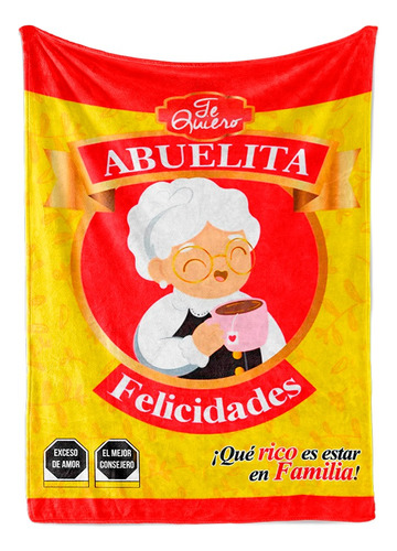Cobija Frazada Regalo Abuelo Abuela Chocolate Peluche Suave