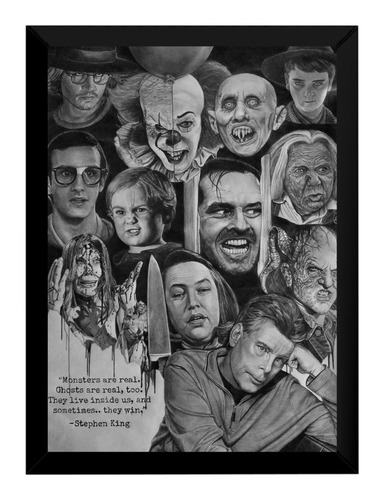 Quadro Stephen King Filmes Clássicos Arte Poster Moldurado