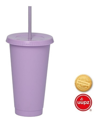 10 Vasos Reusables Con Popote Para Cafe Frio 24 Oz Color Morado pastel