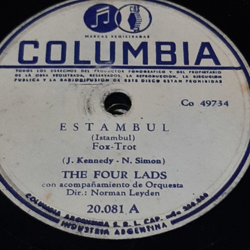 Pasta The Four Lads Norman Leyden Columbia C335