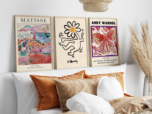 Cuadros  Decorativos Matisse, Andy  Warhol, Haring Set X3