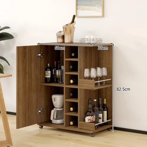 Mueble Bar Con Rueda Multifuncional 60x38x83cm