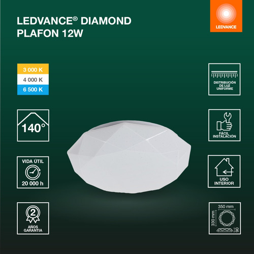 Plafon Led P/sobreponer 12w 3 Cambios De Color Blanco
